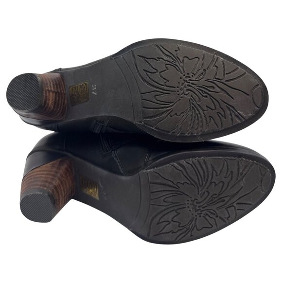 L'Artiste by Spring Step Women Belgard Black Leather Ankle Bootie Size 37 - Picture 7 of 11